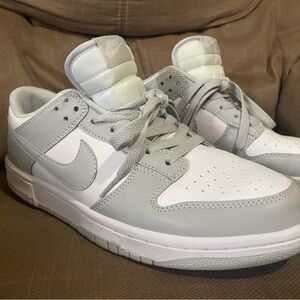 Nike Light Gray and White Dunk Sneakers